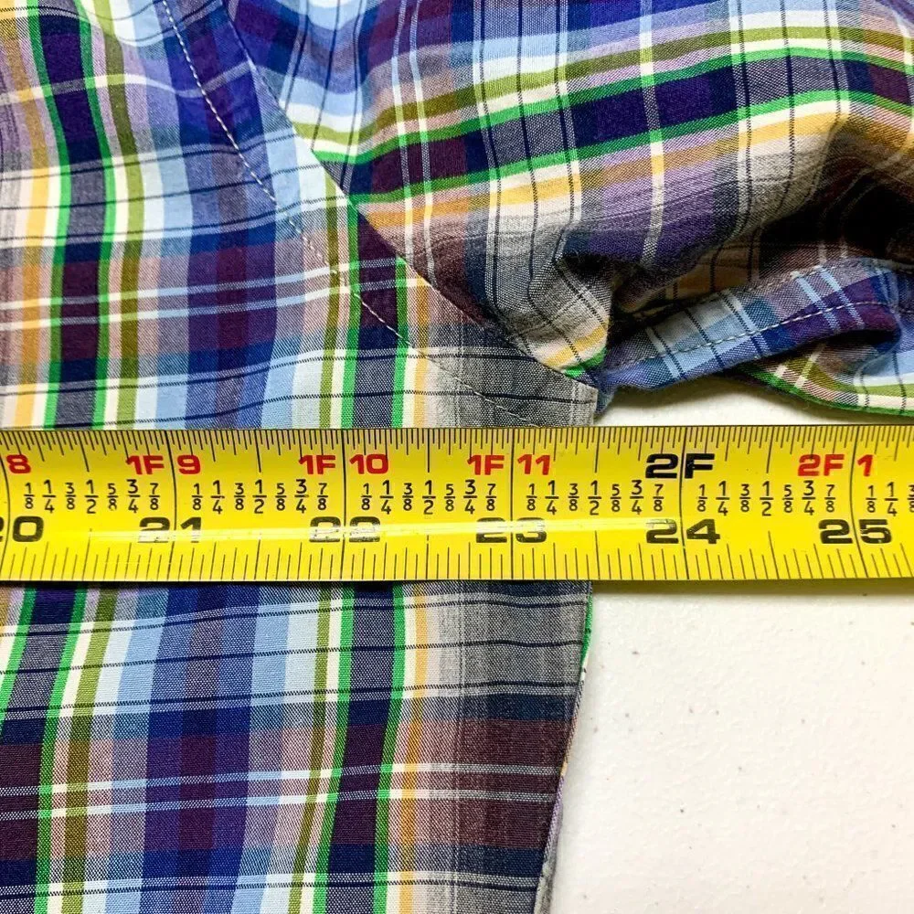 Banana Republic Shirt Mens Large Blue Brown Plaid Business‎ Casual Outdoor Camp